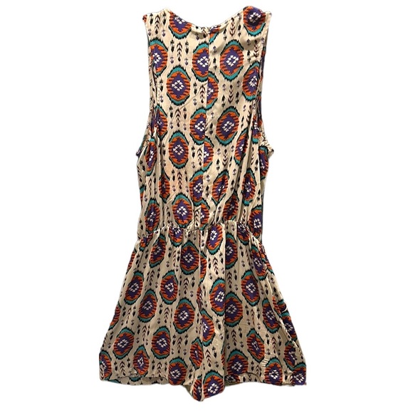 Rory Beca Silk Tribal Aztec Printed Wrap Front Draped Romper - L - Picture 5 of 12